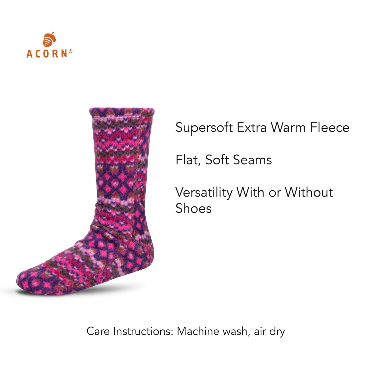Versafit® Fleece Magenta Cable Sock

#color_magenta-cable