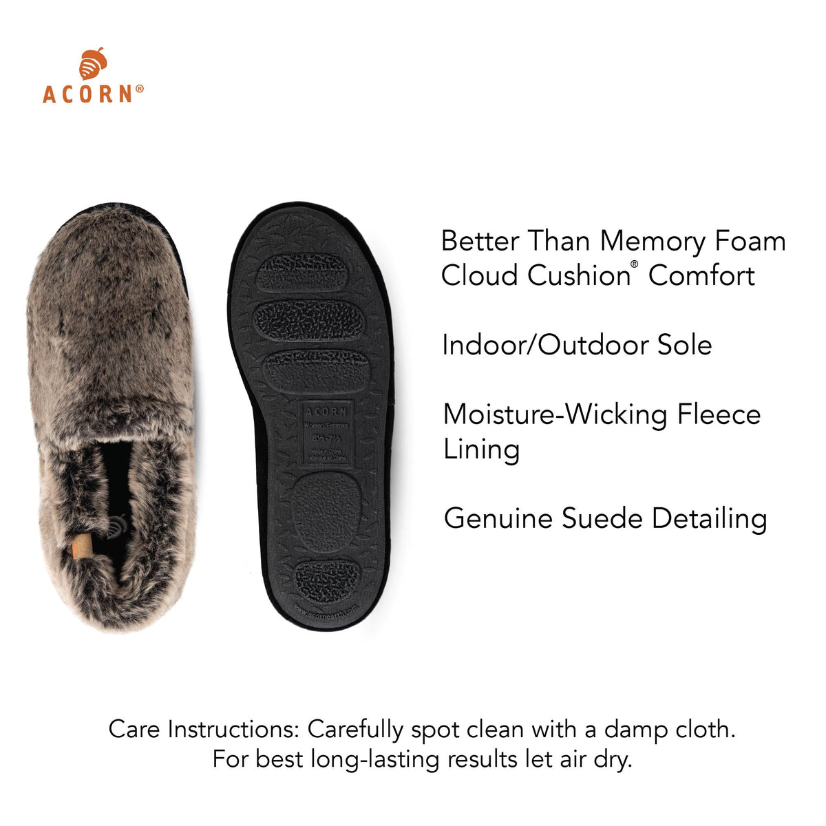 Women's Classic Charcoal Faux Fur Moccasin Slipper

#color_charcoal-faux-fur