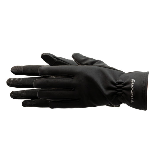 Women's Manzella Intrepid Polartec Windbloc Sport Gloves in black, showing the insulated, windproof glove design for outdoor activities.
#color_black