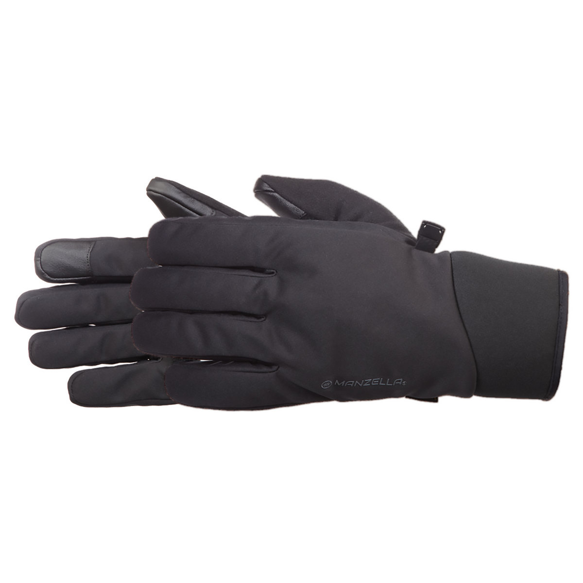 Manzella Men's All Elements 4.0 Ultra TouchTip waterproof sport gloves in black, designed for outdoor activities and full dexterity. 
#color_black
