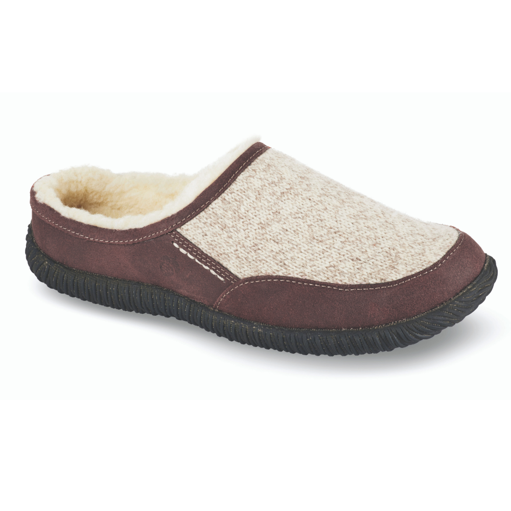 Acorn Men's Rambler Slide Slipper Heather Grey Profile View#color_grey-ragg-wool